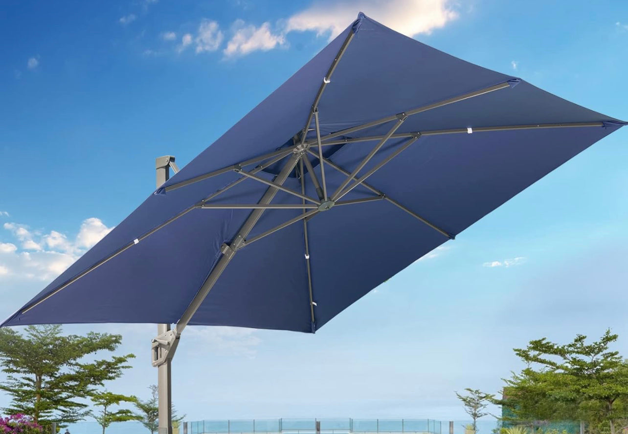 Sombrilla 9 pies azul con cover y base