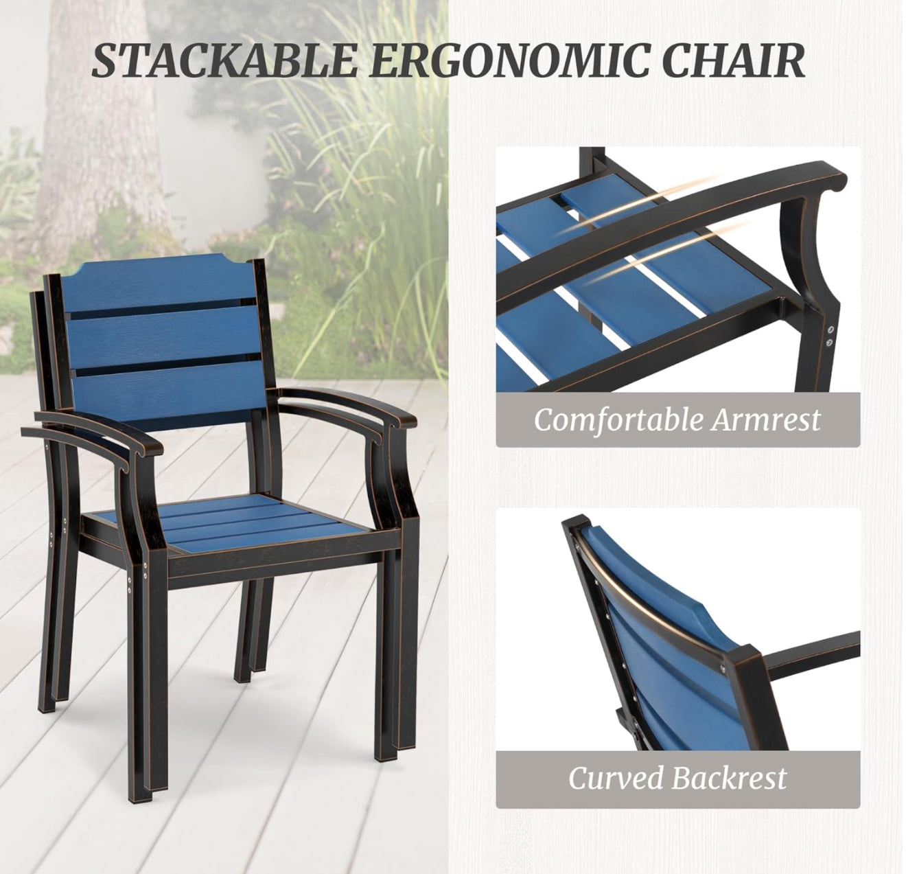 Juego de mesa y sillas de patio, juego de muebles de patio de 5 piezas, material HDPS para todo tipo de clima.
