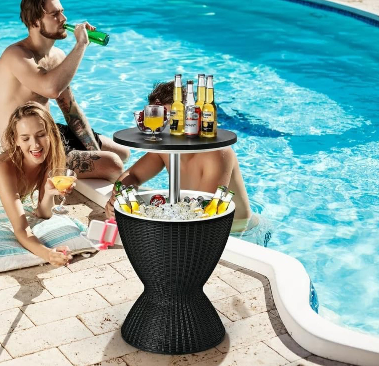Mesa de enfriadora de bebidas color negra Muebles de cerveza y vino de 10 galones