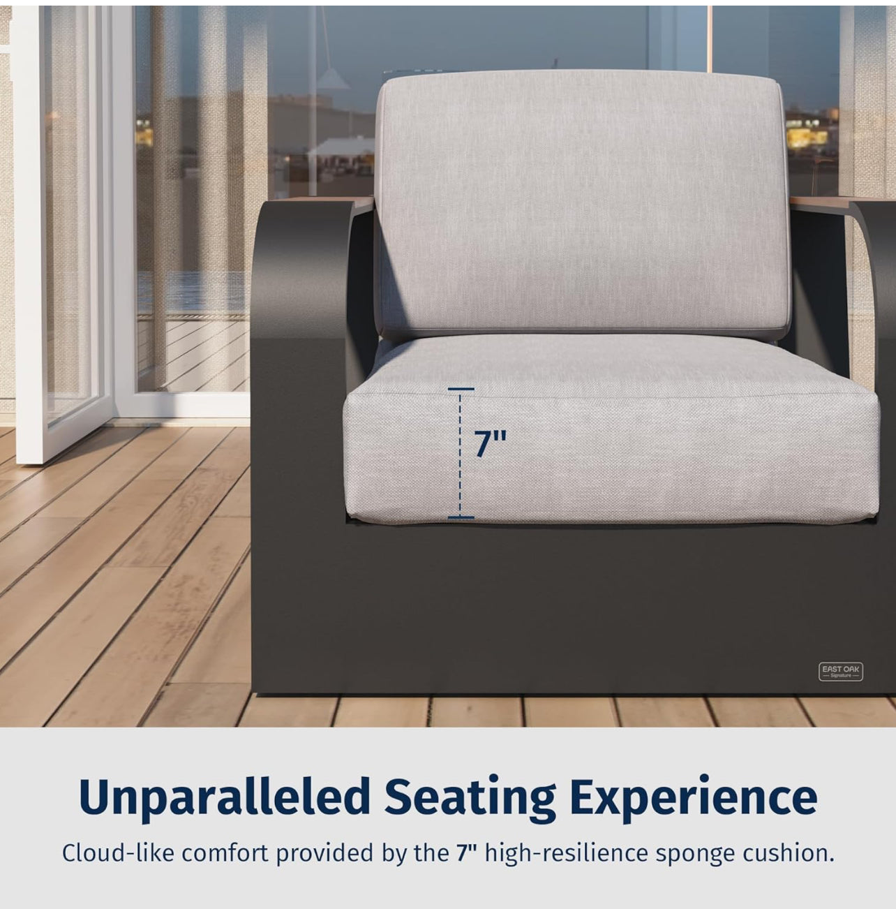 Juego de muebles de patio de 4 piezas, muebles de exterior con marco de aluminio, asientos profundos para exteriores.