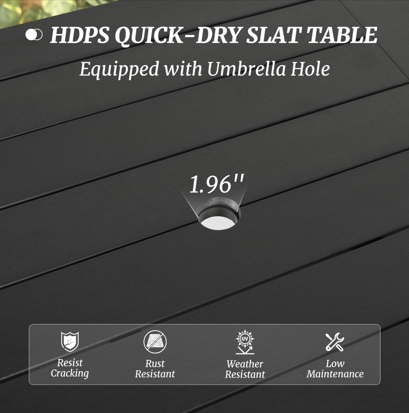 Juego de mesa y sillas de patio, juego de muebles de patio de 5 piezas, material HDPS para todo tipo de clima.