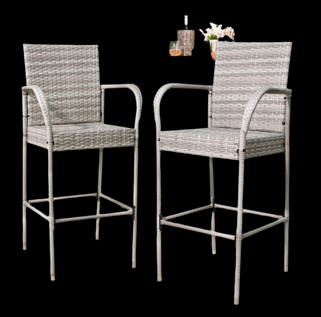 1 Stool mimbre gris