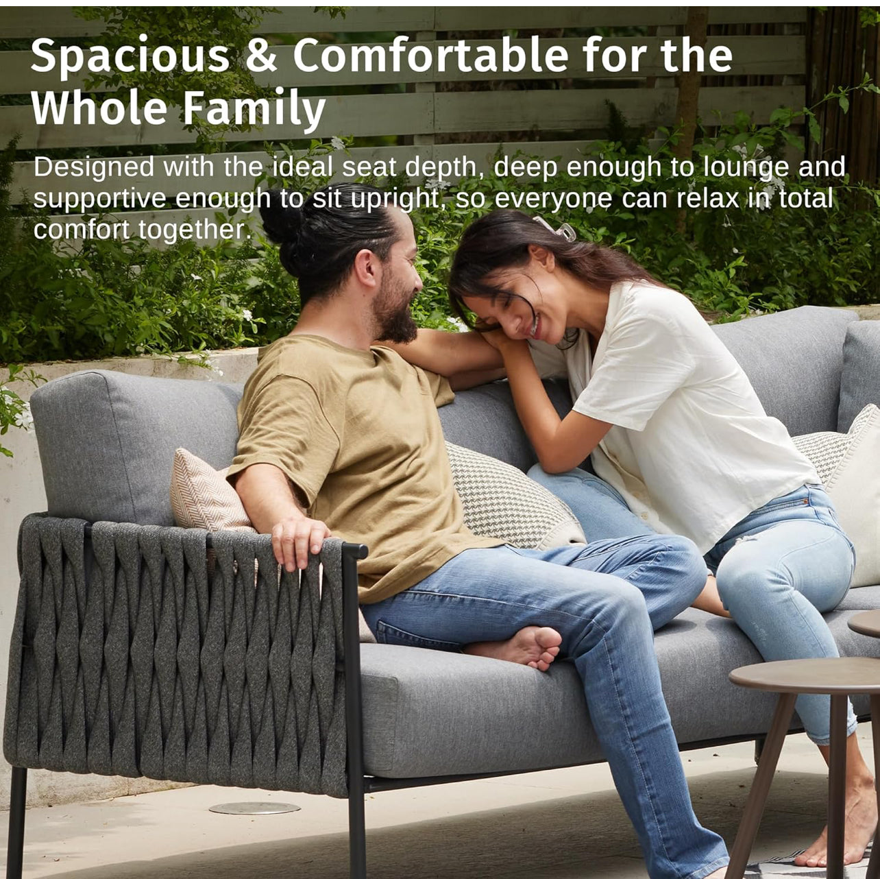 Pre-venta Juego de muebles de patio de 5 piezas, muebles de exterior metal Life Chatter de 5 asientos. Cojines gris