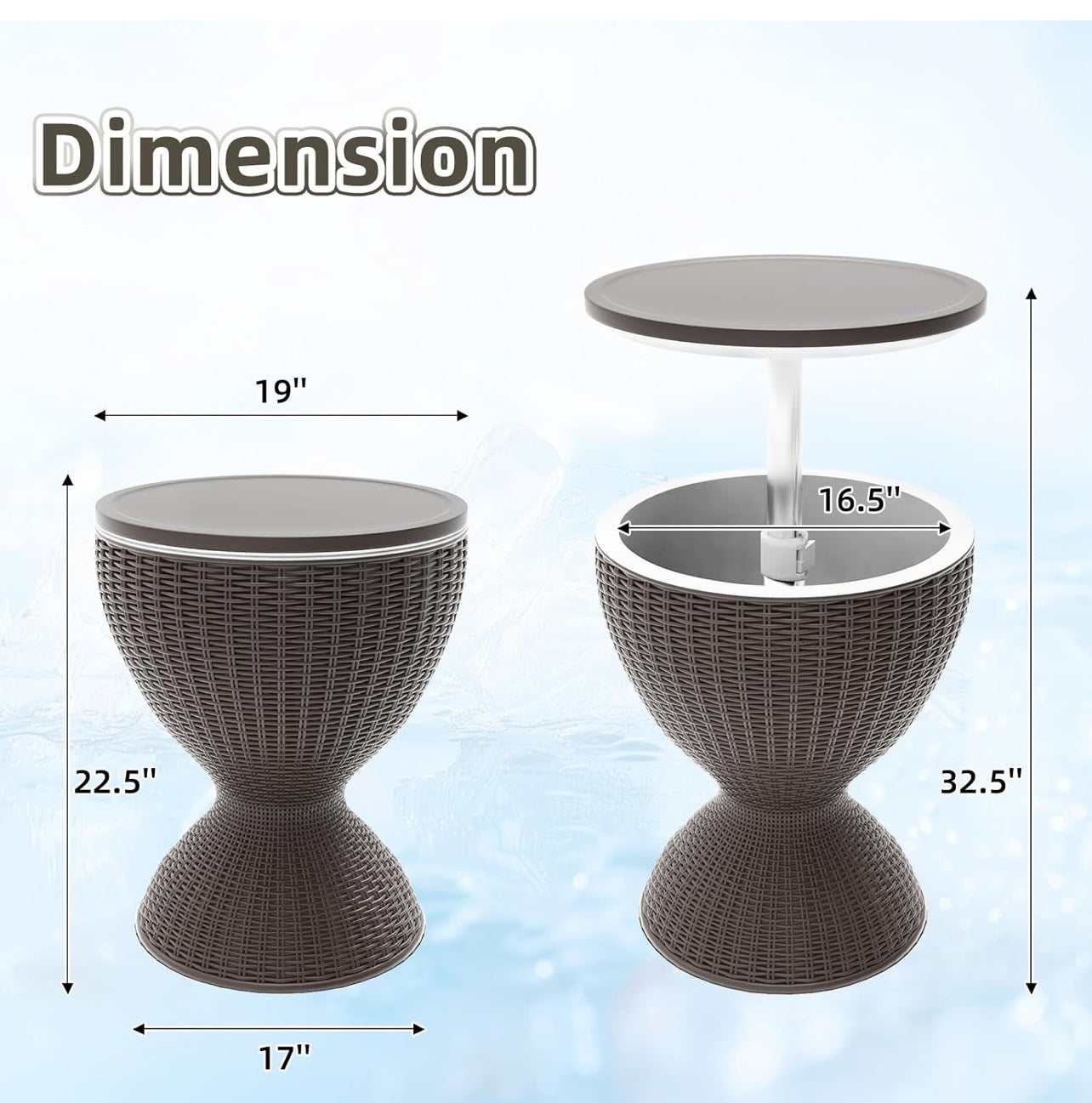 Mesa de enfriadora de bebidas color gris Muebles de cerveza y vino de 10 galon.