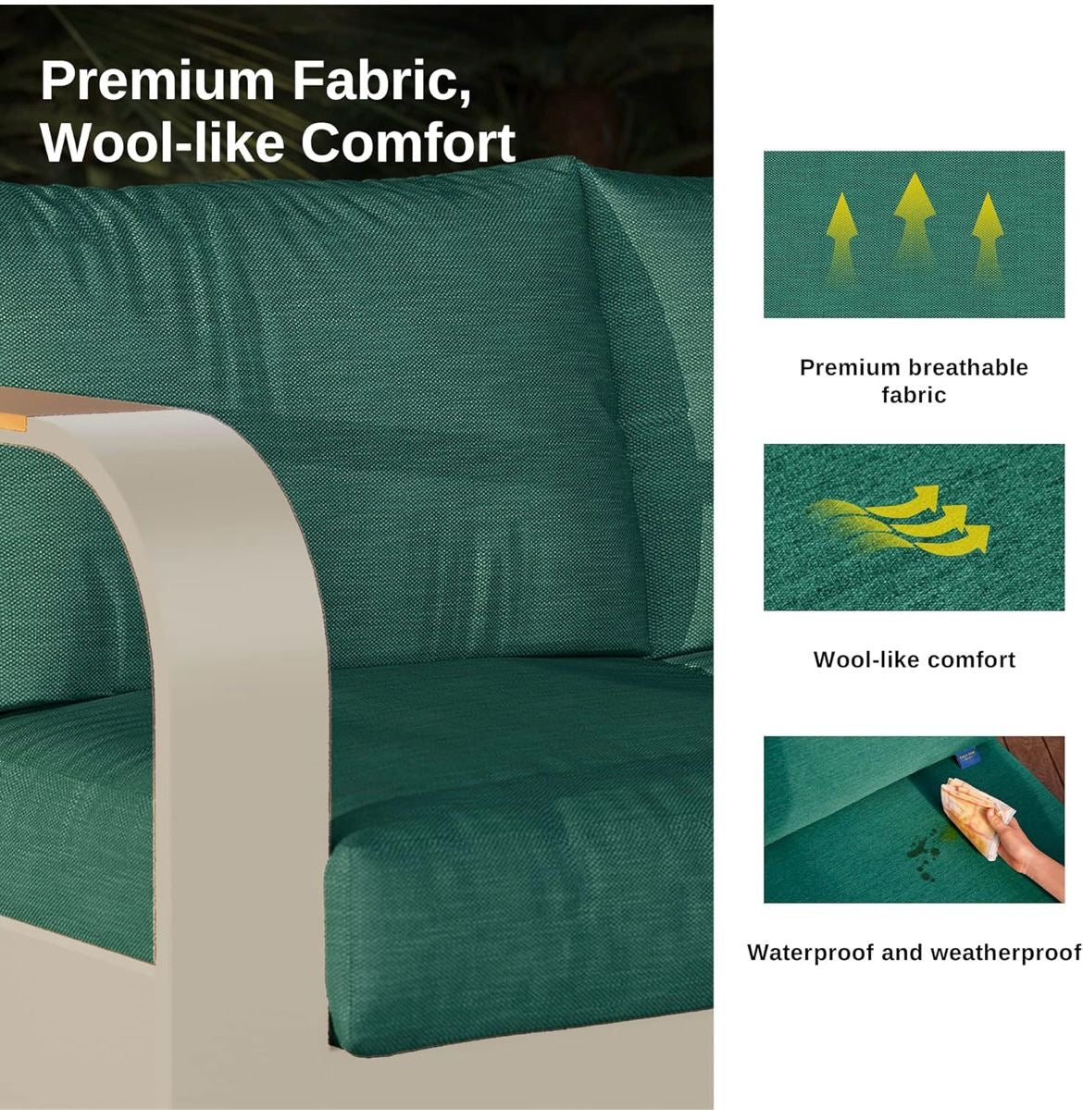 Pre-venta Juego de muebles de patio de 4 piezas, muebles de exterior de aluminio con reposabrazos de madera de teca.