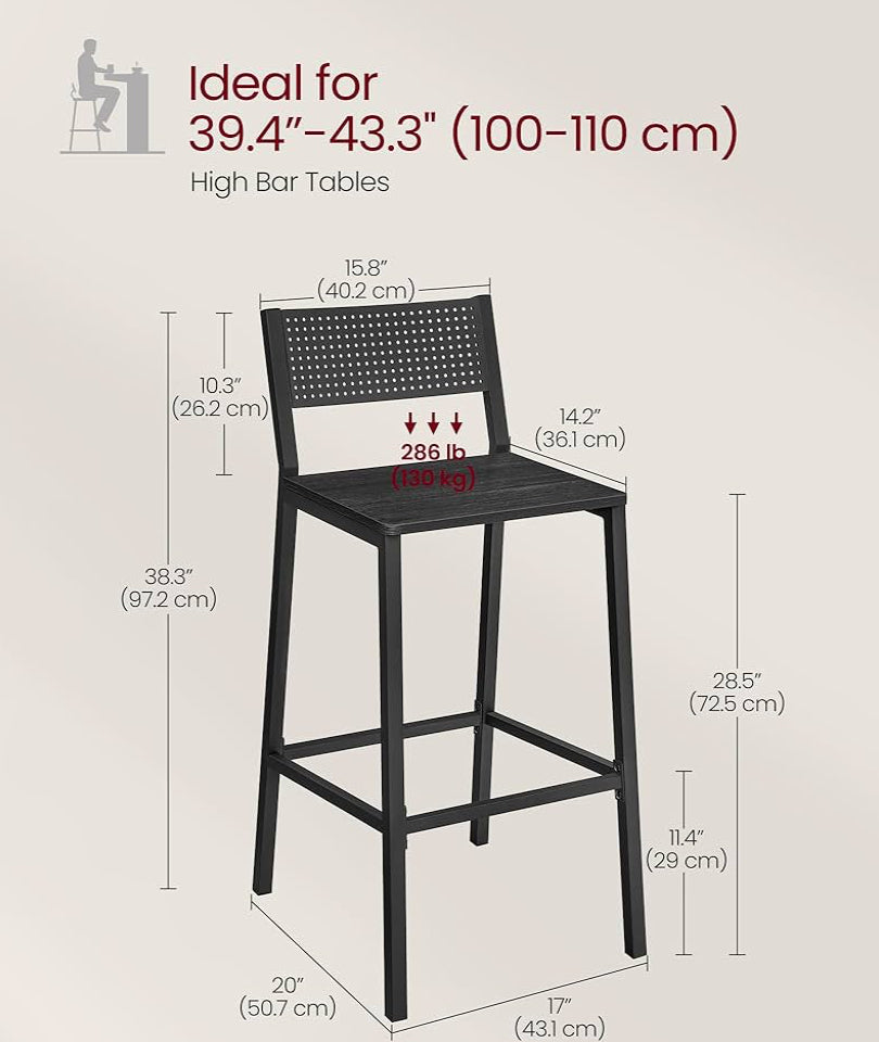 Pre- orden 1 stool de bar, gris carbón y negro