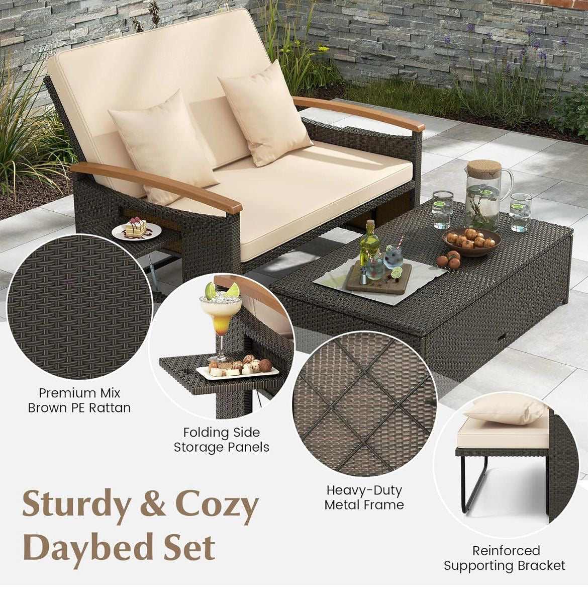 Pre-venta sofá cama de mimbre marrón varios colores a escoger.