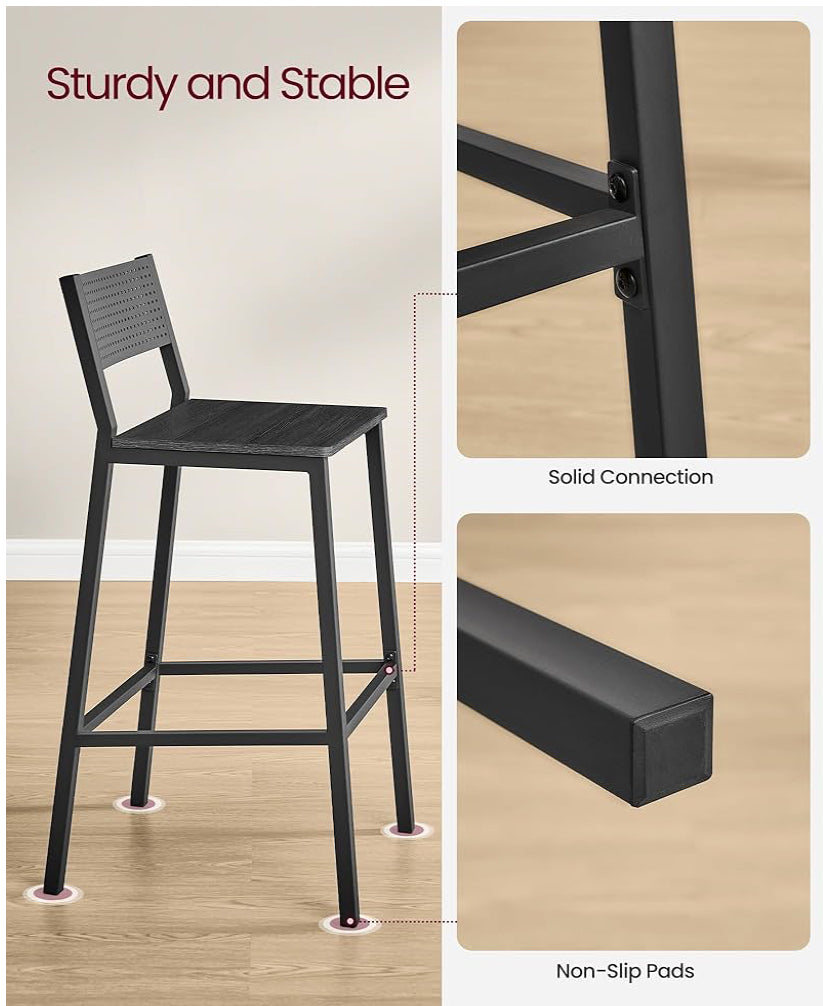 Pre- orden 1 stool de bar, gris carbón y negro