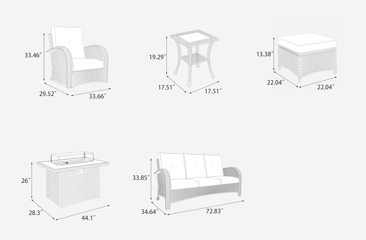 Pre-venta Super Juego muebles de 10 piezas patio al aire libre con mesa para fogata, mimbre de ratán seccional, sillas oscilantes giratorias