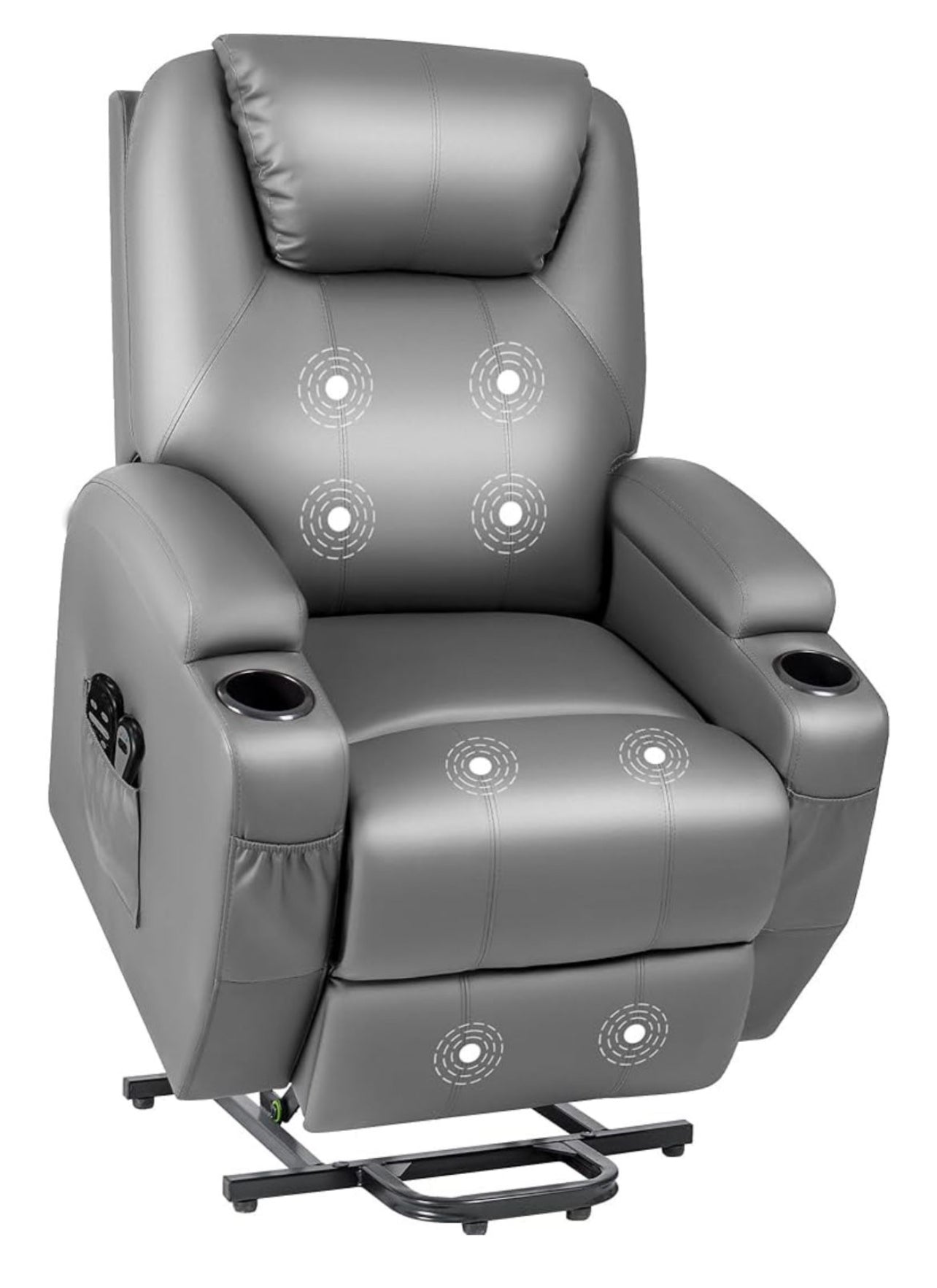Silla reclinable eléctrica con masaje de piel sintética, moderna, reclinable, con portavasos, control remoto, muebles ajustables (gris)(negra)(marrón)