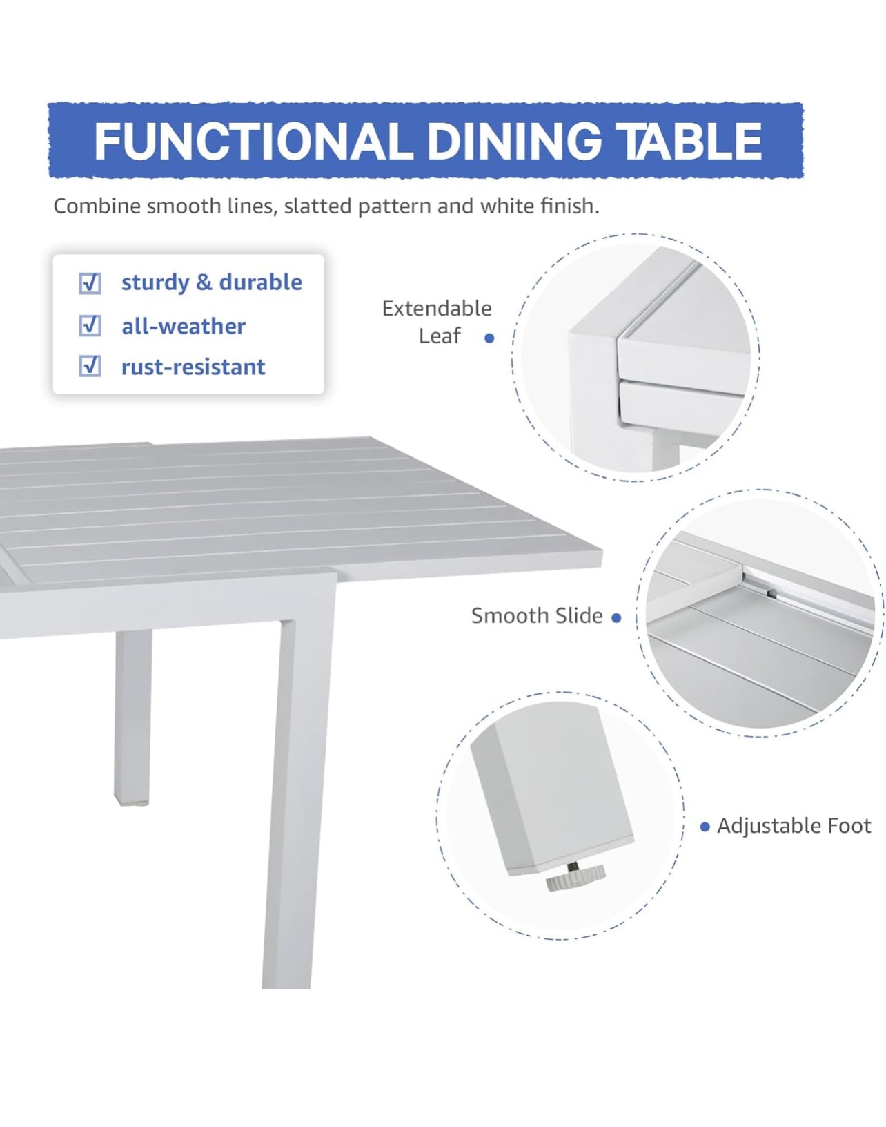 Juego de comedor de patio al aire libre de 7 piezas