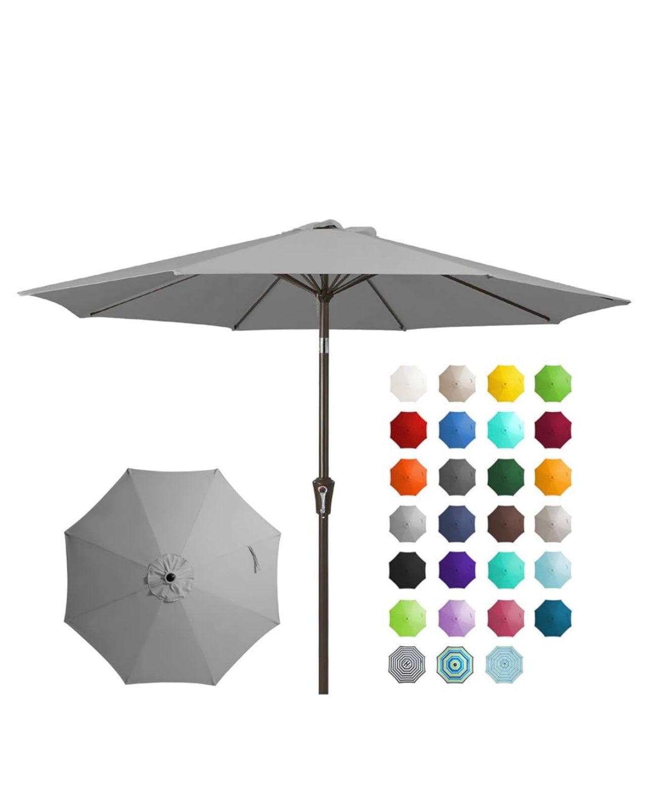 Sombrilla 9 pies color gris sin base