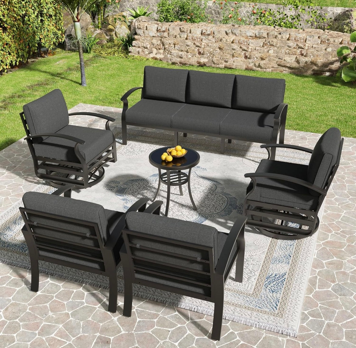 Pre-venta set de patio premium de 6 piezas aluminio. Escoger Beige o gris.