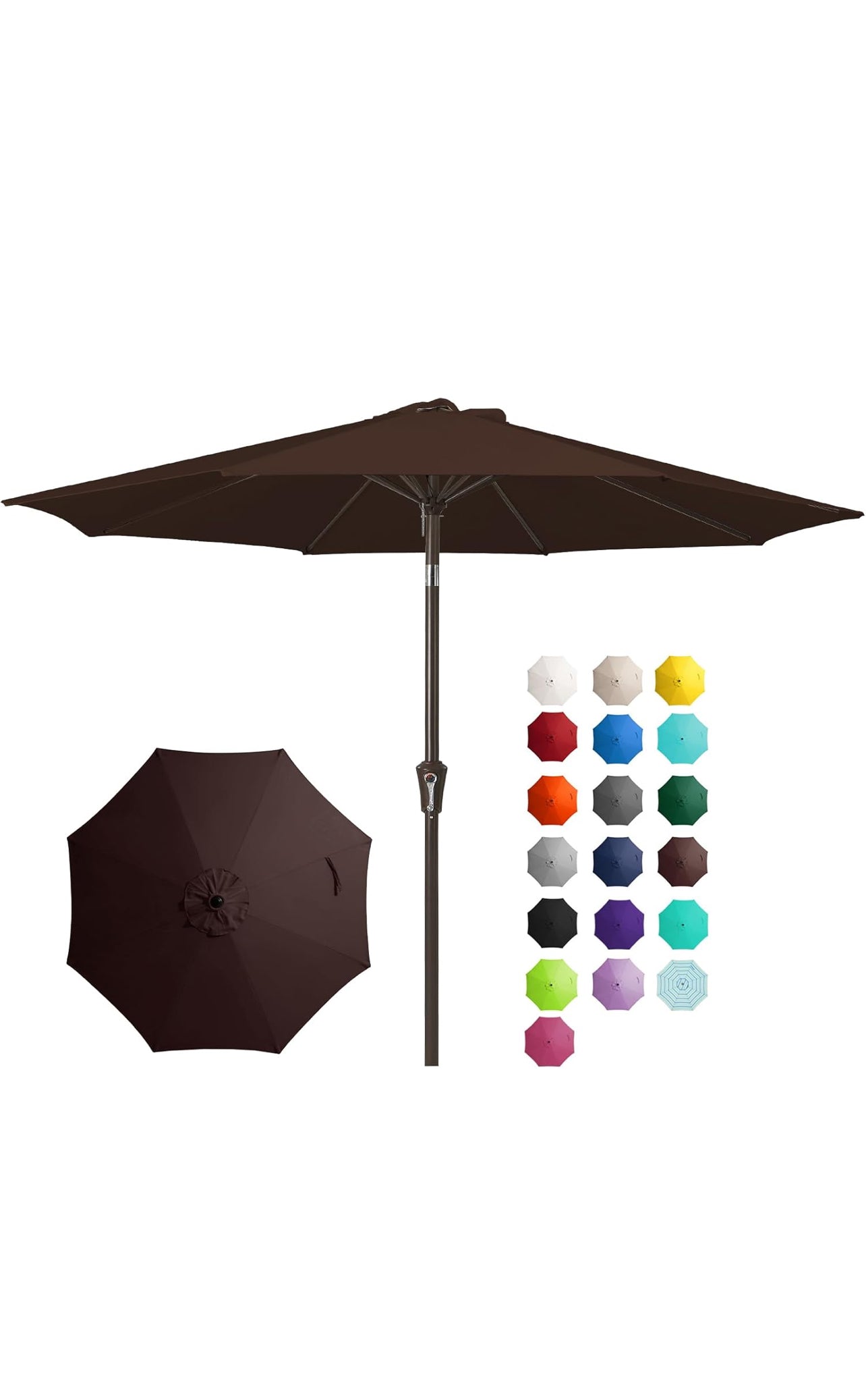 Sombrilla de mesa de patio al aire libre de 9 pies color marron