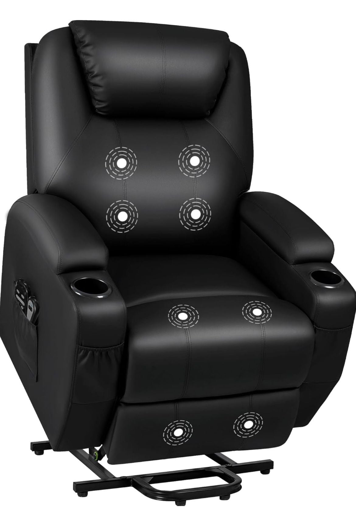 Silla reclinable eléctrica con masaje de piel sintética, moderna, reclinable, con portavasos, control remoto, muebles ajustables (gris)(negra)(marrón)