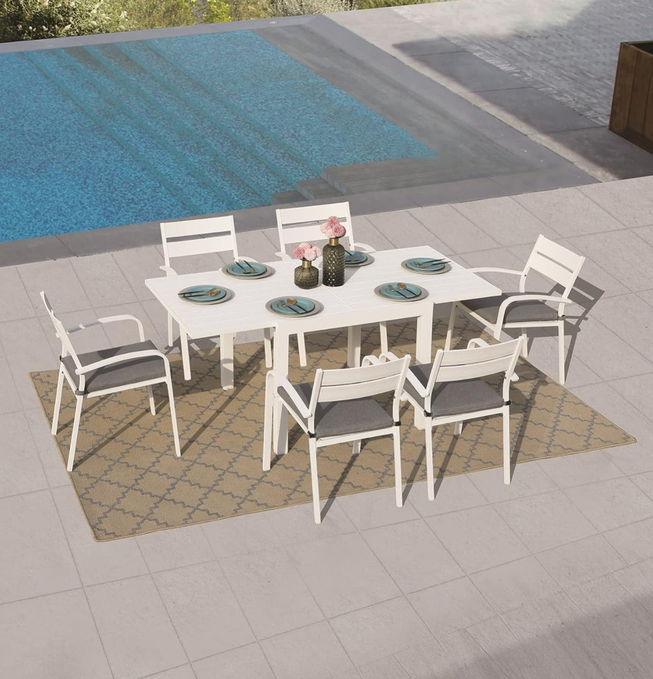 Juego de comedor de patio al aire libre de 7 piezas