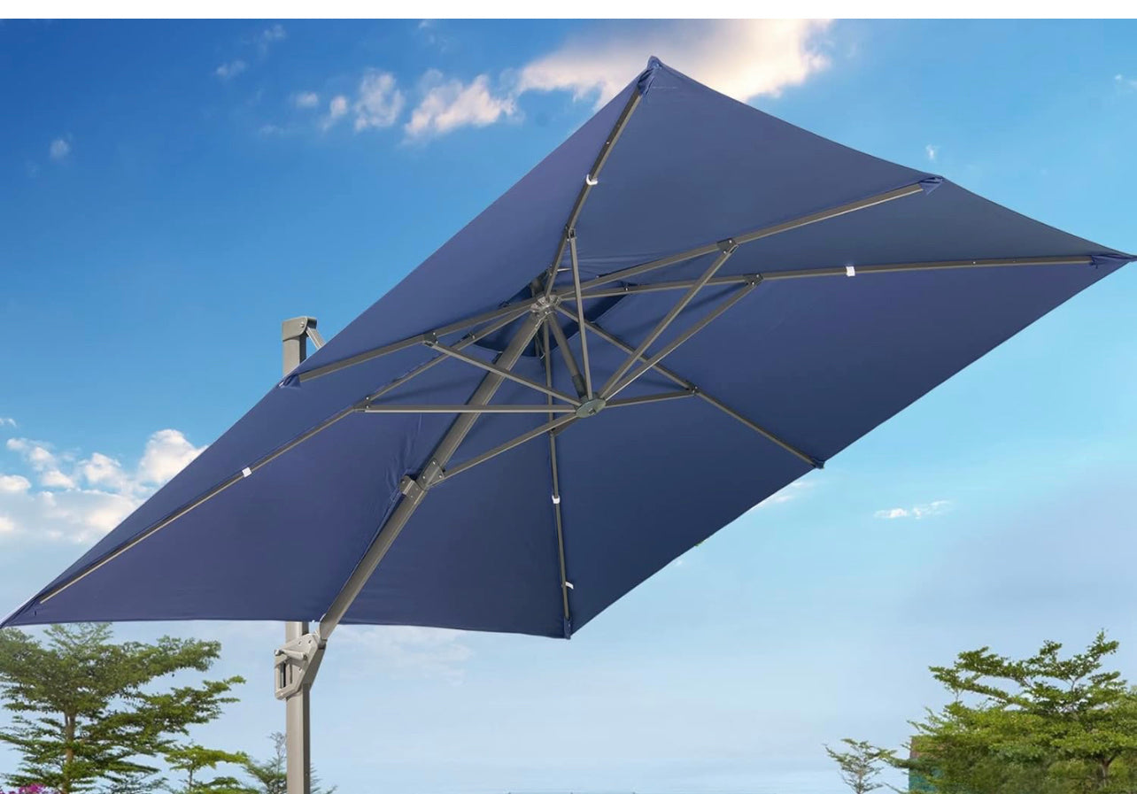 Sombrilla 9 pies azul con cover y base