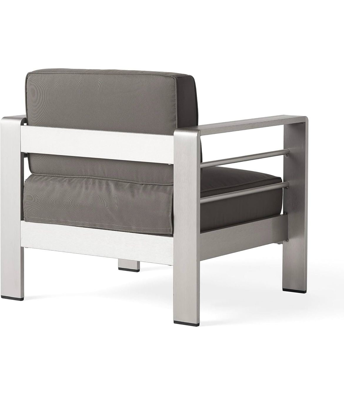 Juego de charlas de aluminio para exteriores con cojines resistentes al agua, juego de 4 piezas, anodizado con cojines gris oscuro