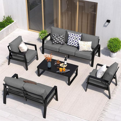 Aluminio 5 piezas color negro cojines gris