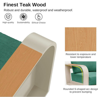 Pre-venta Juego de muebles de patio de 4 piezas, muebles de exterior de aluminio con reposabrazos de madera de teca.