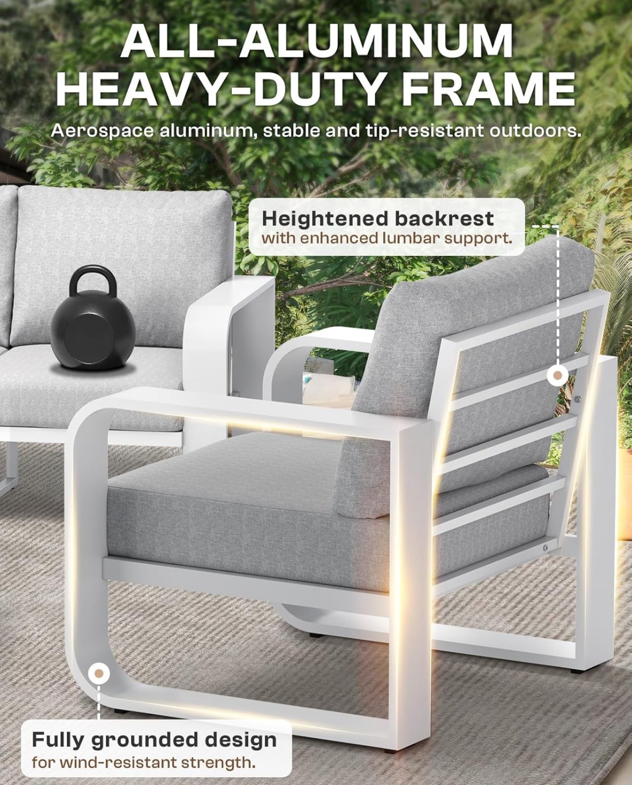 Juego de muebles de aluminio para patio al aire libre, 4 piezas,