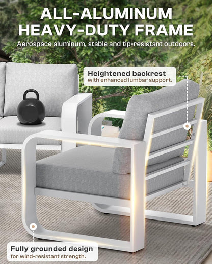 Juego de muebles de aluminio para patio al aire libre, 4 piezas,