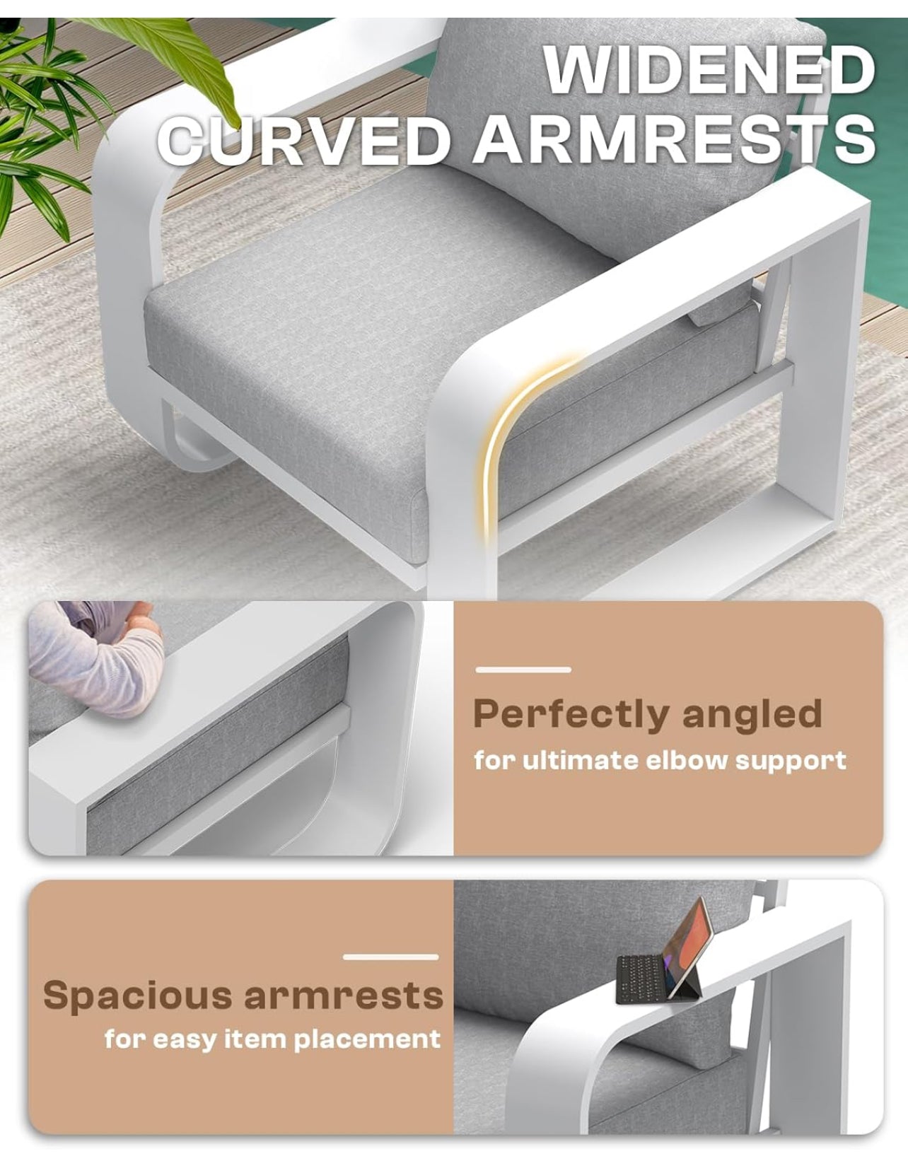 Juego de muebles de aluminio para patio al aire libre, 4 piezas,