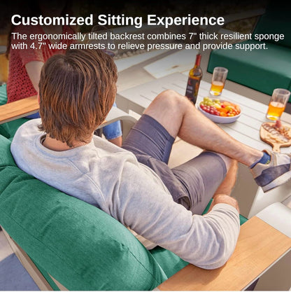 Pre-venta Juego de muebles de patio de 4 piezas, muebles de exterior de aluminio con reposabrazos de madera de teca.