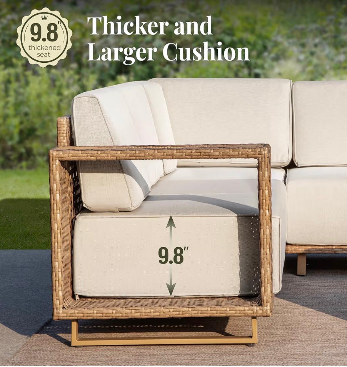 Pre-venta Juego de muebles de patio al aire libre, 4 piezas( marrón y crema)