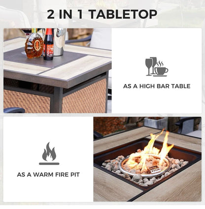 Pre-venta Grand patio Juego de 5 piezas de barra giratoria para patio con mesa para fogata de 60,000 BTU