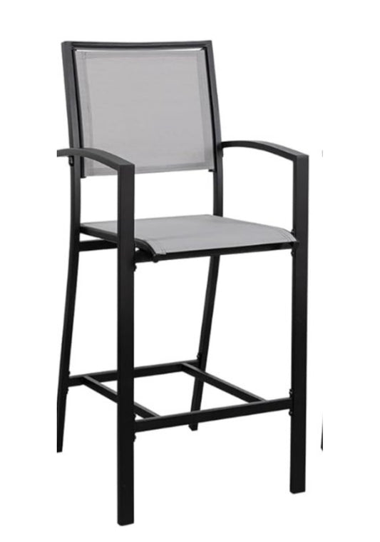 Stool metal negro tela gris