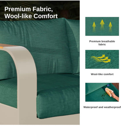 Pre-venta Juego de muebles de patio de 4 piezas, muebles de exterior de aluminio con reposabrazos de madera de teca.