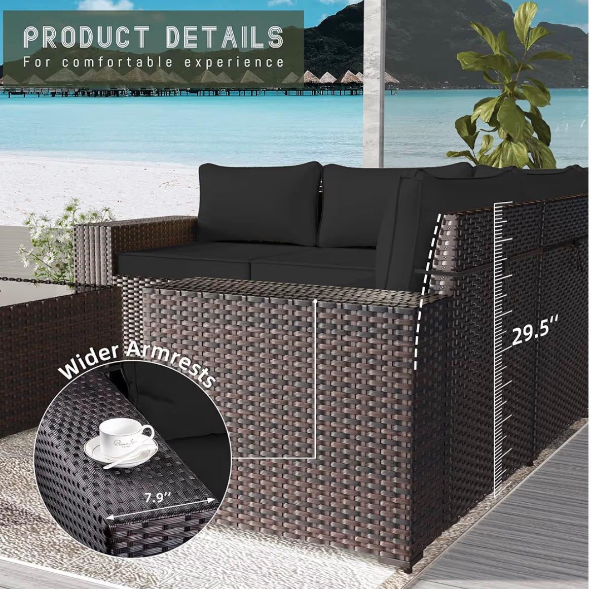 Pre-venta 
Juego de muebles de patio 12 piezas( Marrón y negro)