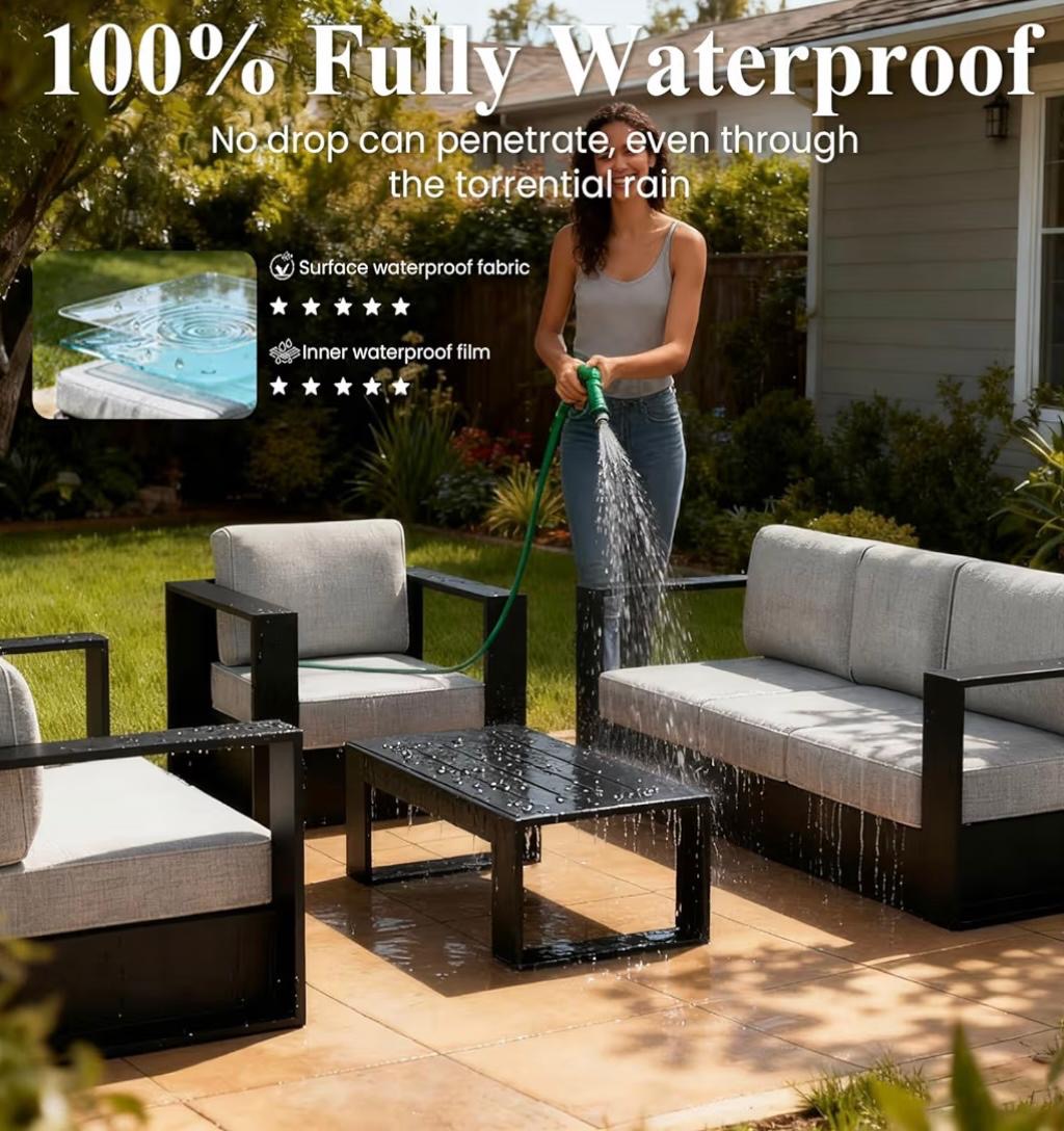 Pre-venta Juego de muebles de exterior de aluminio 4 piezas( negro y gris claro)