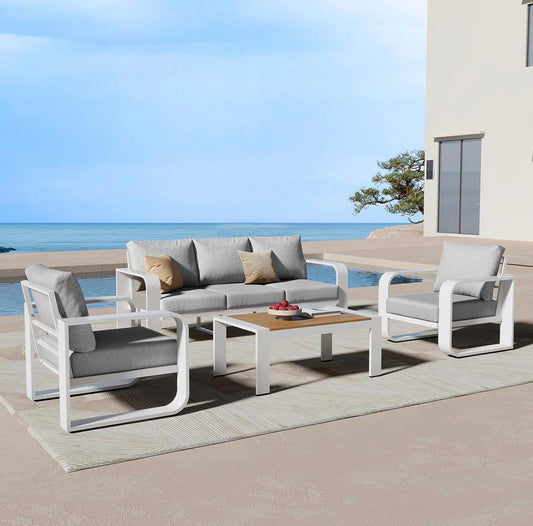 Juego de muebles de aluminio para patio al aire libre, 4 piezas,