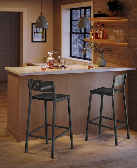 1 stool de bar, gris carbón y negro