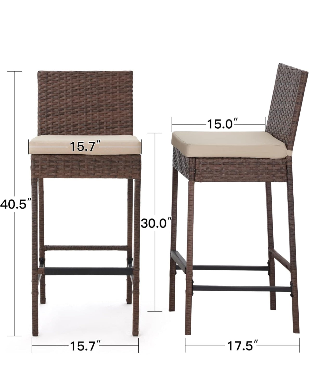 1 Stool mimbre marron con cojines crema.