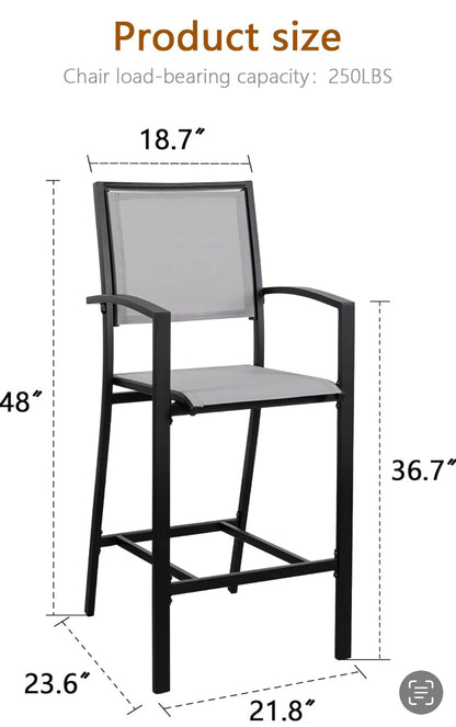 Stool metal negro tela gris