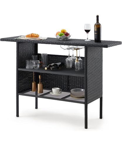 Barra mesa color mimbre negro