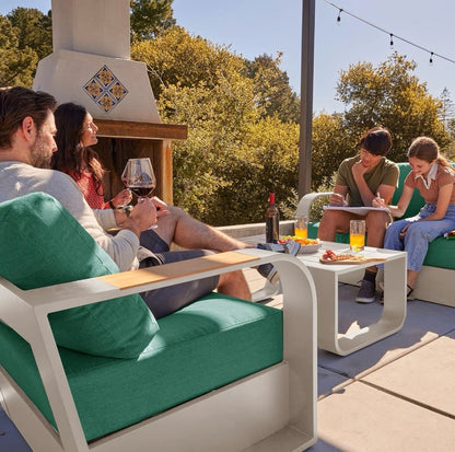 Pre-venta Juego de muebles de patio de 4 piezas, muebles de exterior de aluminio con reposabrazos de madera de teca.