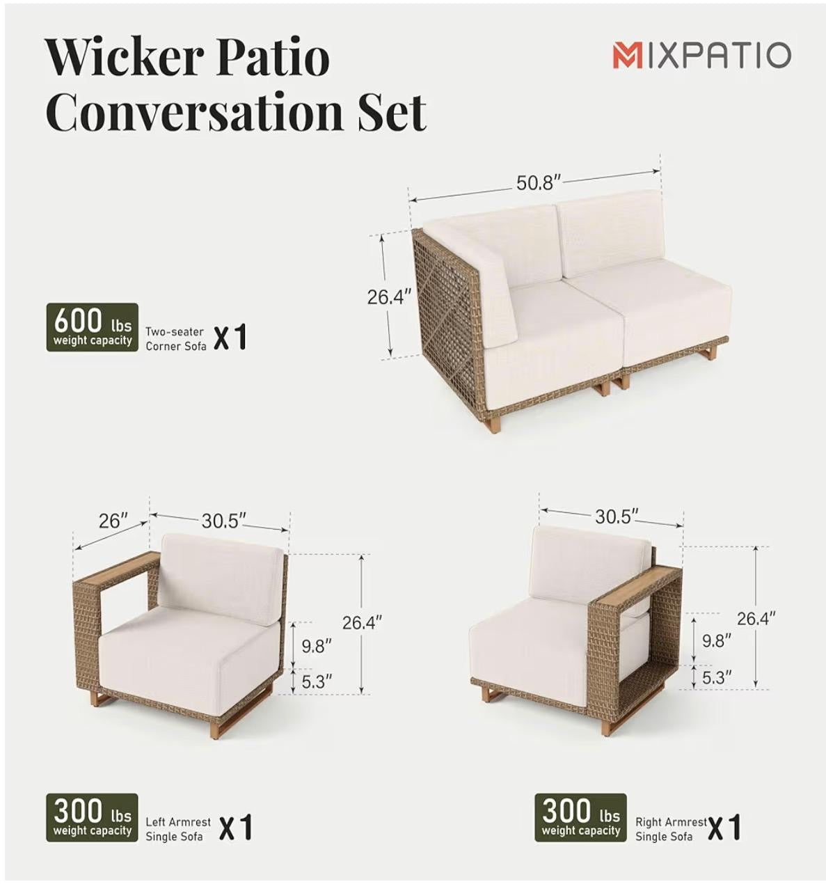 Pre-venta Juego de muebles de patio al aire libre, 4 piezas( marrón y crema)