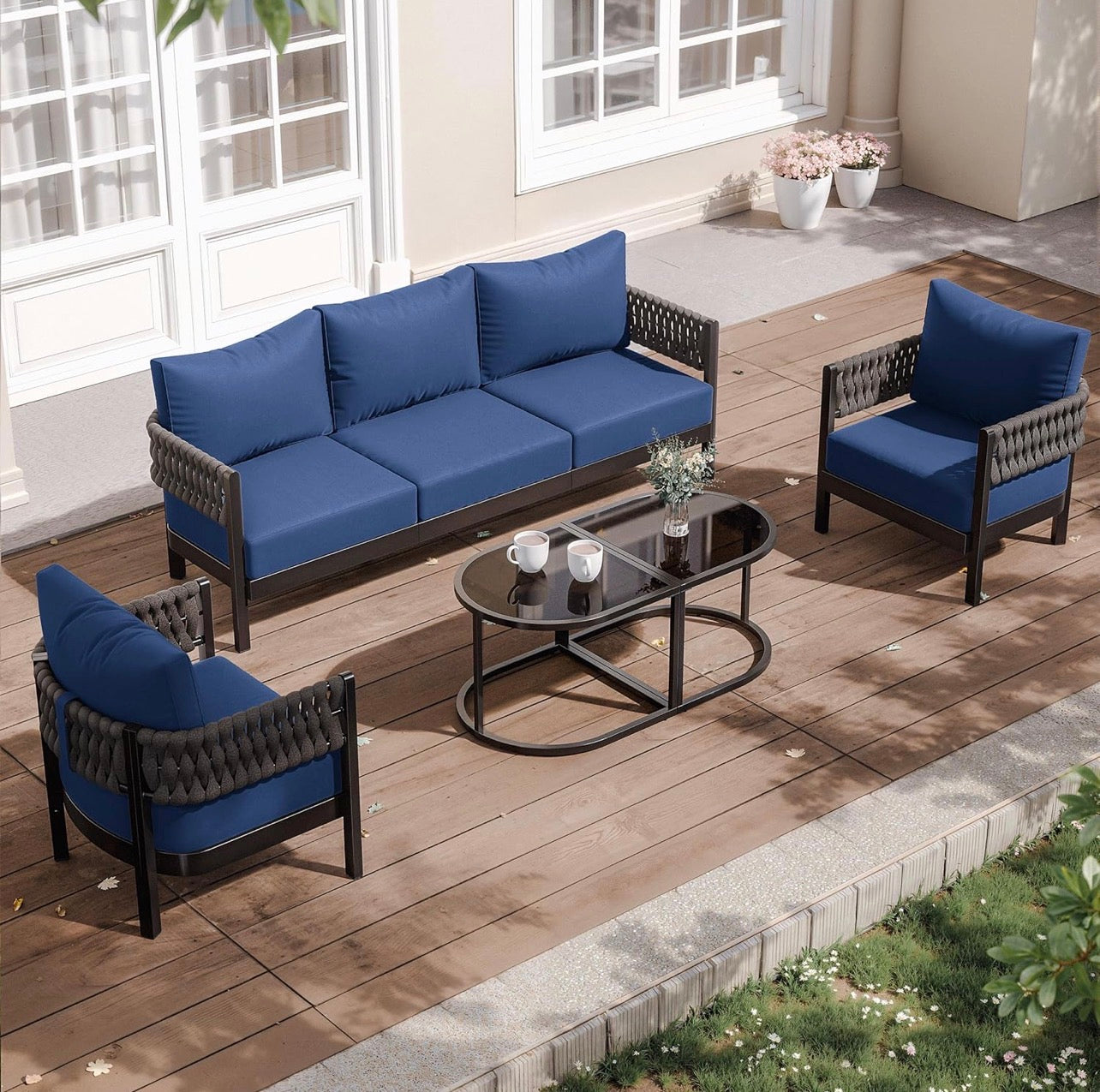 Pre -orden Juego de muebles de aluminio para patio, 4piezas.