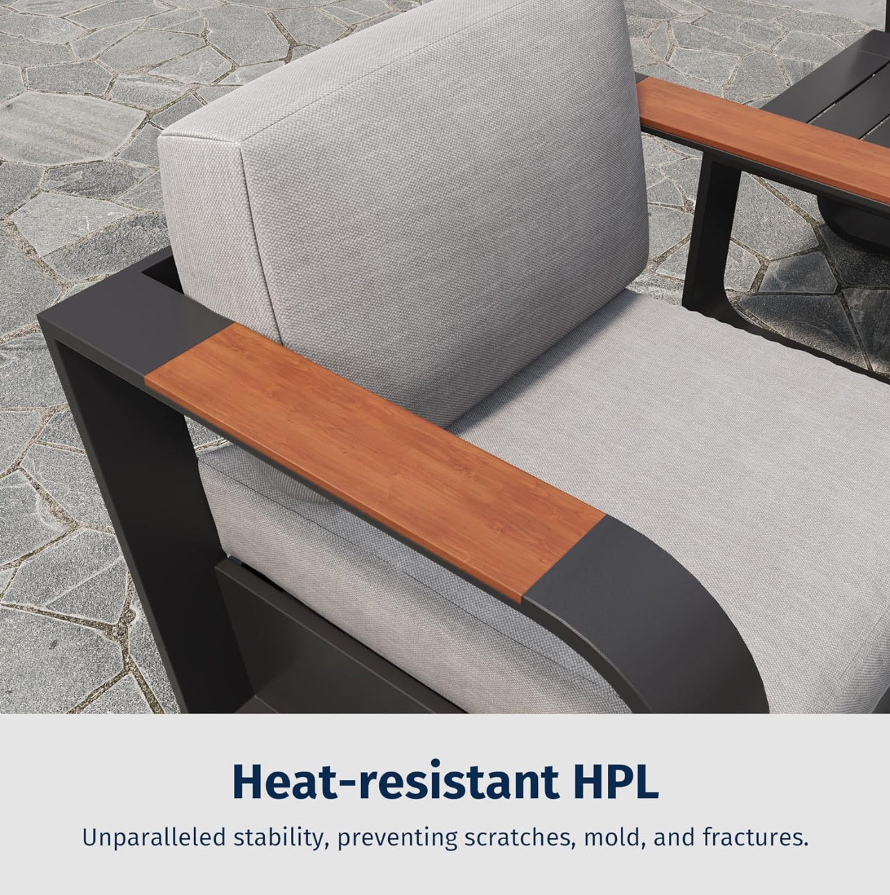 Juego de muebles de patio de 4 piezas, muebles de exterior con marco de aluminio, asientos profundos para exteriores.