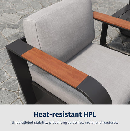 Juego de muebles de patio de 4 piezas, muebles de exterior con marco de aluminio, asientos profundos para exteriores.