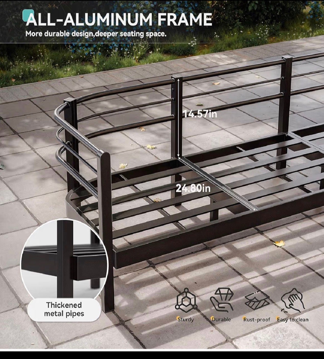Pre -orden Juego de muebles de aluminio para patio, 4piezas.