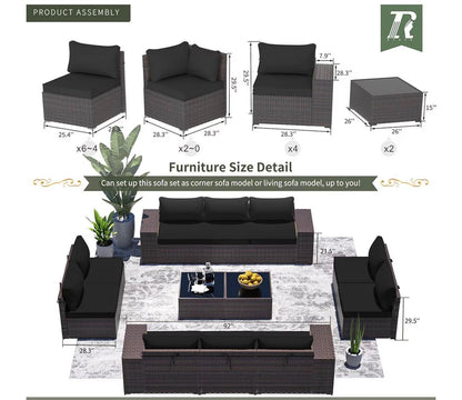 Pre-venta 
Juego de muebles de patio 12 piezas( Marrón y negro)