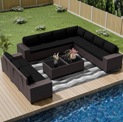 Pre-venta 
Juego de muebles de patio 12 piezas( Marrón y negro)