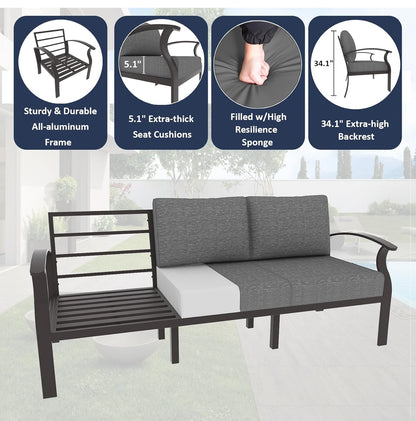 Mueble aluminio 8 piezas con fogata.