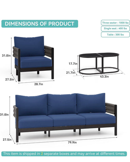 Pre -orden Juego de muebles de aluminio para patio, 4piezas.
