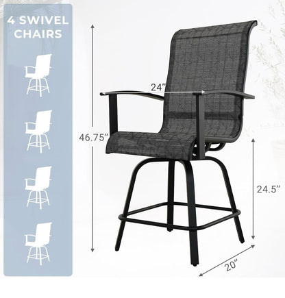 Pre-venta Grand patio Juego de 5 piezas de barra giratoria para patio con mesa para fogata de 60,000 BTU